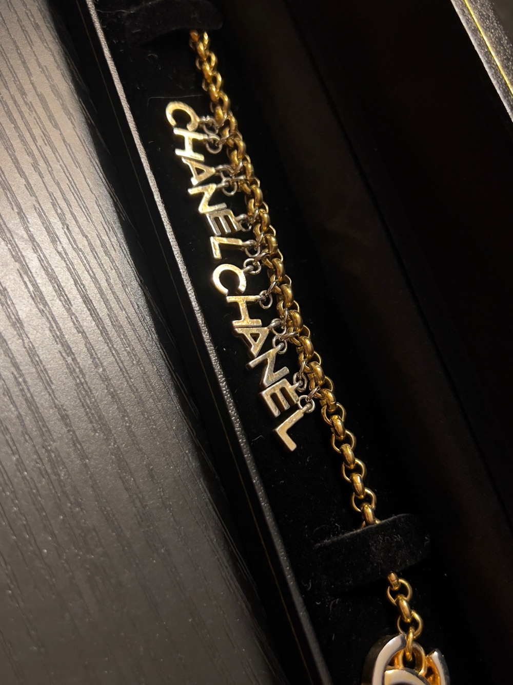 CHANEL Vintage 96P Turnlock Bracelet 24K GP Letter Charms 1996 Karl Lagerfeld - Picture 6 of 8